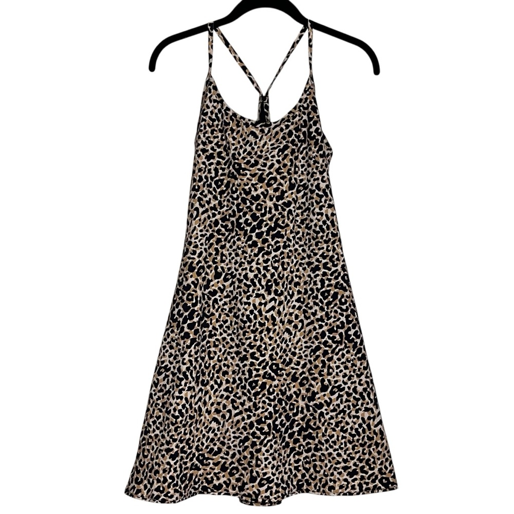 Outdoor Voices Leopard Skort Slip Dress in Black & Tan Animal Print Activewear M